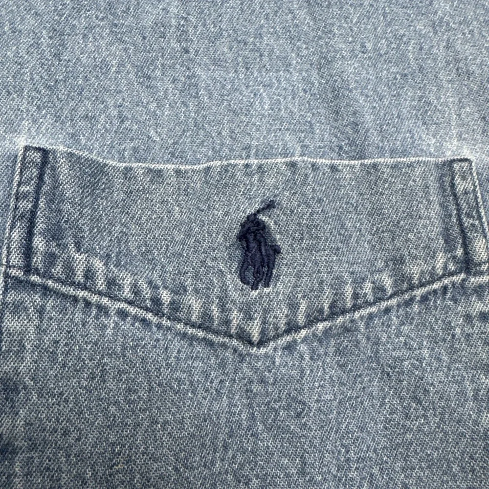 Vintage 90s Polo Ralph Lauren Men's Denim Button‎ Up Sz XL Big Shirt Pony Logo - Picture 3 of 8